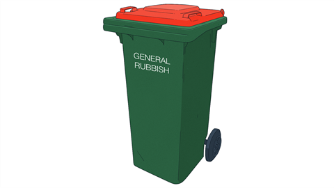 Red lid general rubbish bin