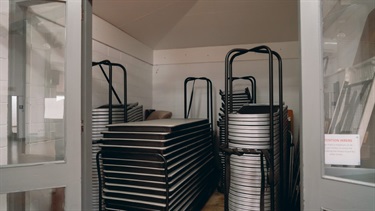 Folded chairs and tables