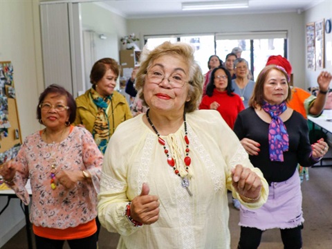 Ladies dancing together