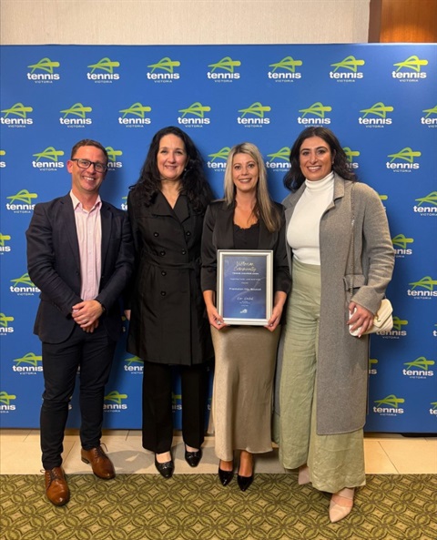 Cr Cherie Wanat accepting Council's Tennis Award (Medium).jpg