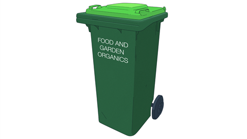 Green lid garden organics bin